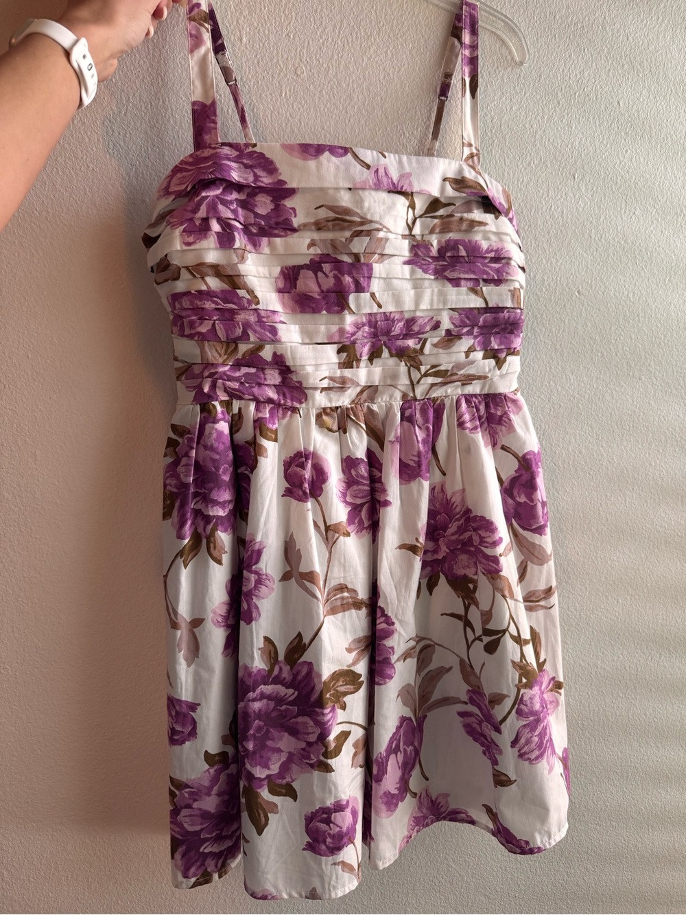 Abercrombie White Mini Dress with Purple Floral Print SP
